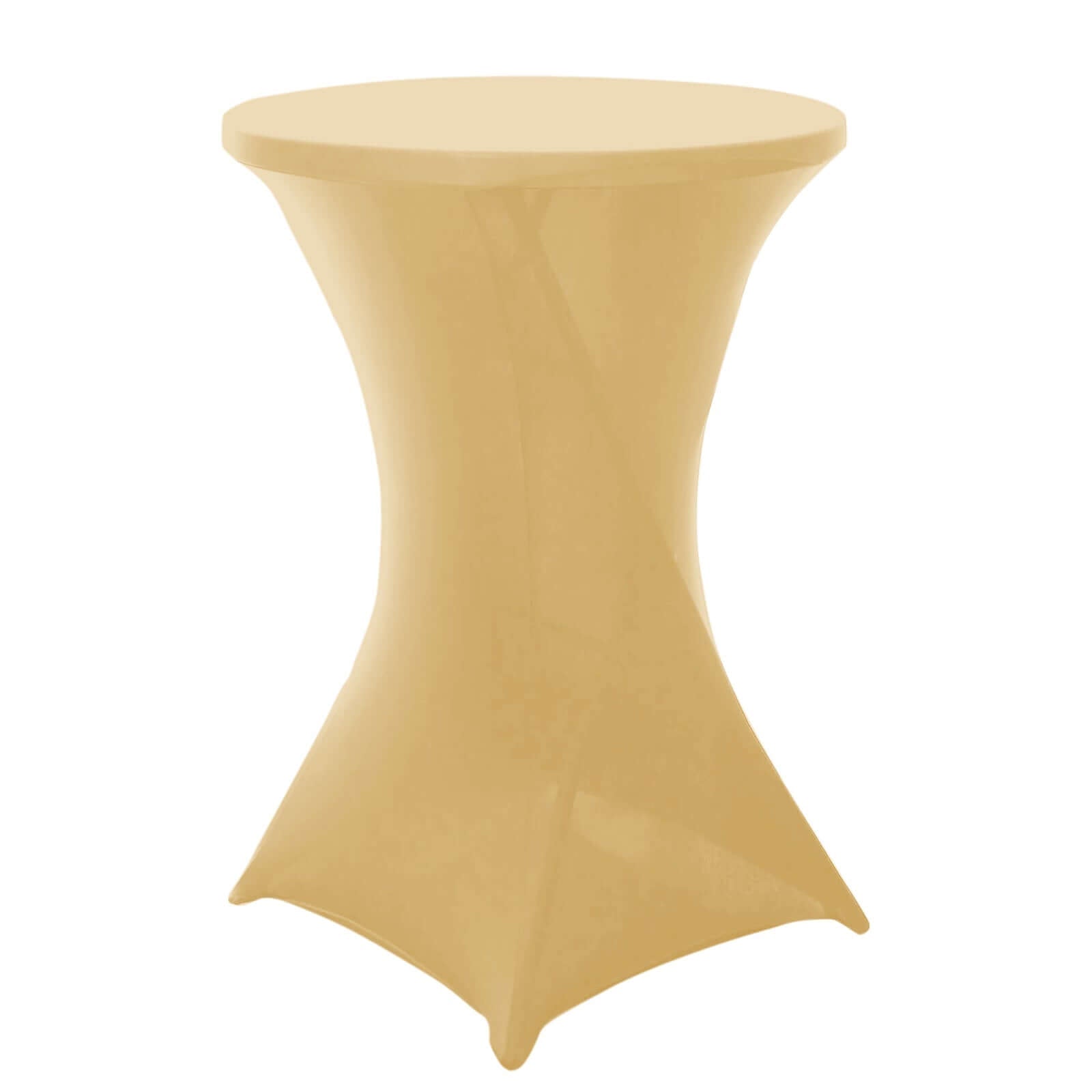 Spandex 30" Round Cocktail Table Cover Champagne - Easy to Maintain Stretch Fitted Highboy Tablecloth - Linen Luxes