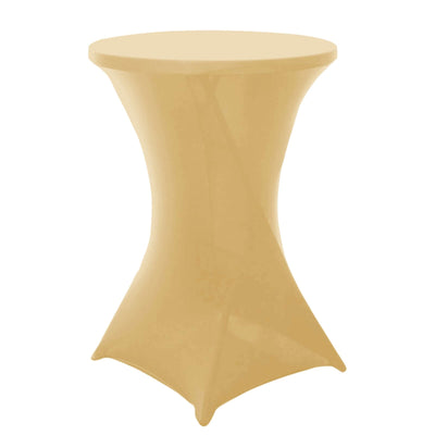 Spandex 30" Round Cocktail Table Cover Champagne - Easy to Maintain Stretch Fitted Highboy Tablecloth - Linen Luxes