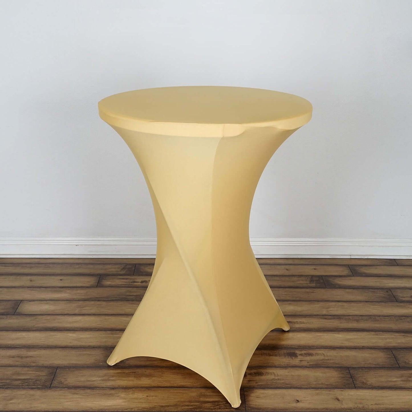Spandex 30" Round Cocktail Table Cover Champagne - Easy to Maintain Stretch Fitted Highboy Tablecloth - Linen Luxes