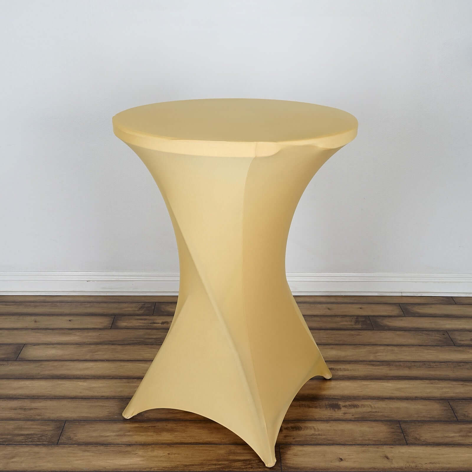 Spandex 30" Round Cocktail Table Cover Champagne - Easy to Maintain Stretch Fitted Highboy Tablecloth - Linen Luxes