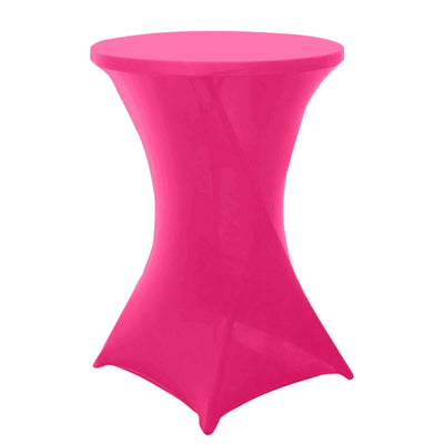 Spandex 30" Round Cocktail Table Cover Fuchsia - Easy to Maintain Stretch Fitted Highboy Tablecloth - Linen Luxes