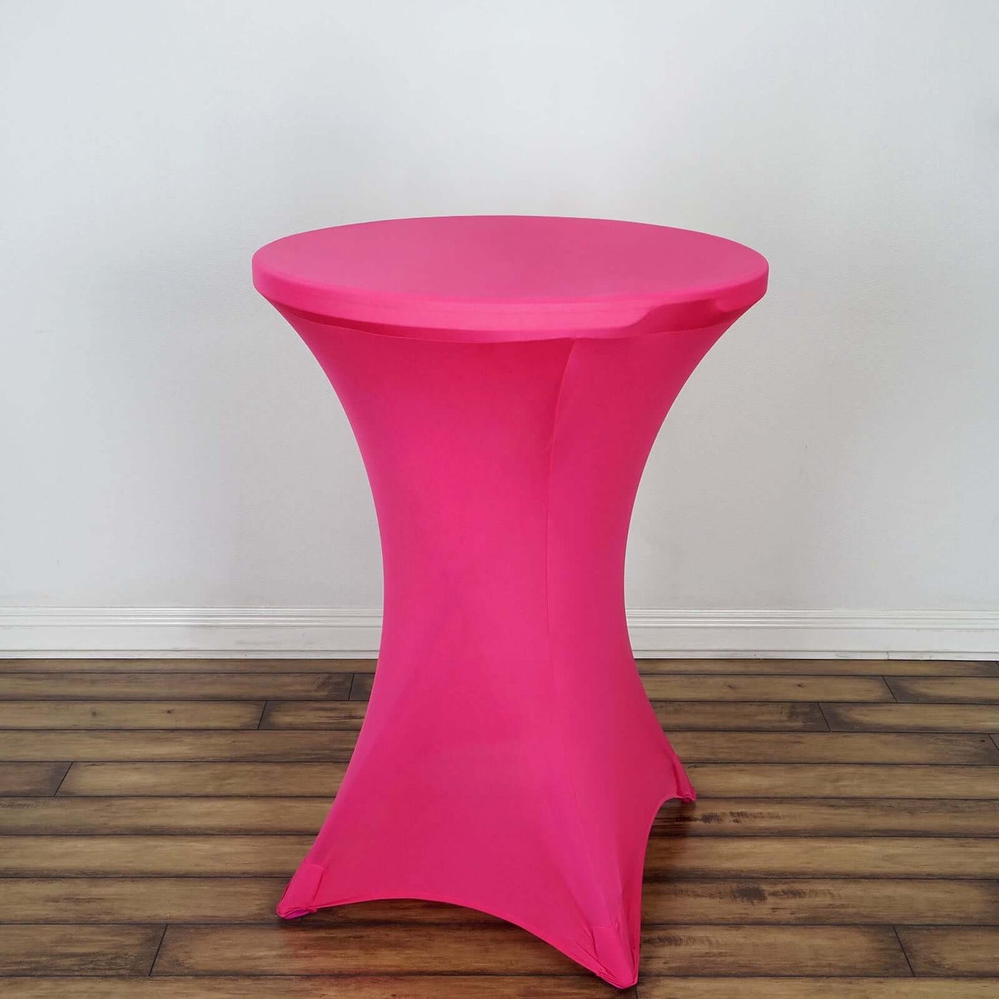 Spandex 30" Round Cocktail Table Cover Fuchsia - Easy to Maintain Stretch Fitted Highboy Tablecloth - Linen Luxes