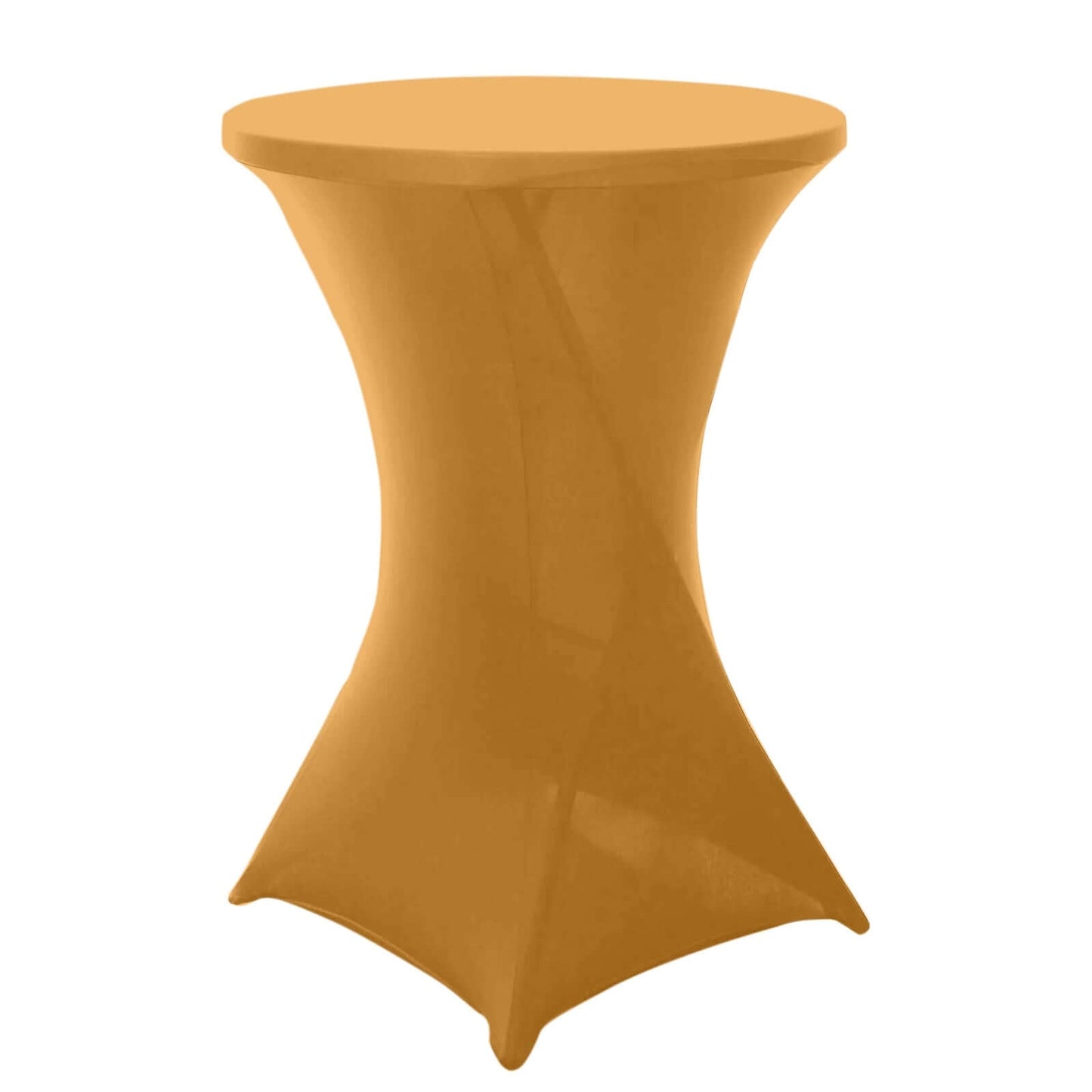 Spandex 30" Round Cocktail Table Cover Gold - Easy to Maintain Stretch Fitted Highboy Tablecloth for Stylish Events - Linen Luxes