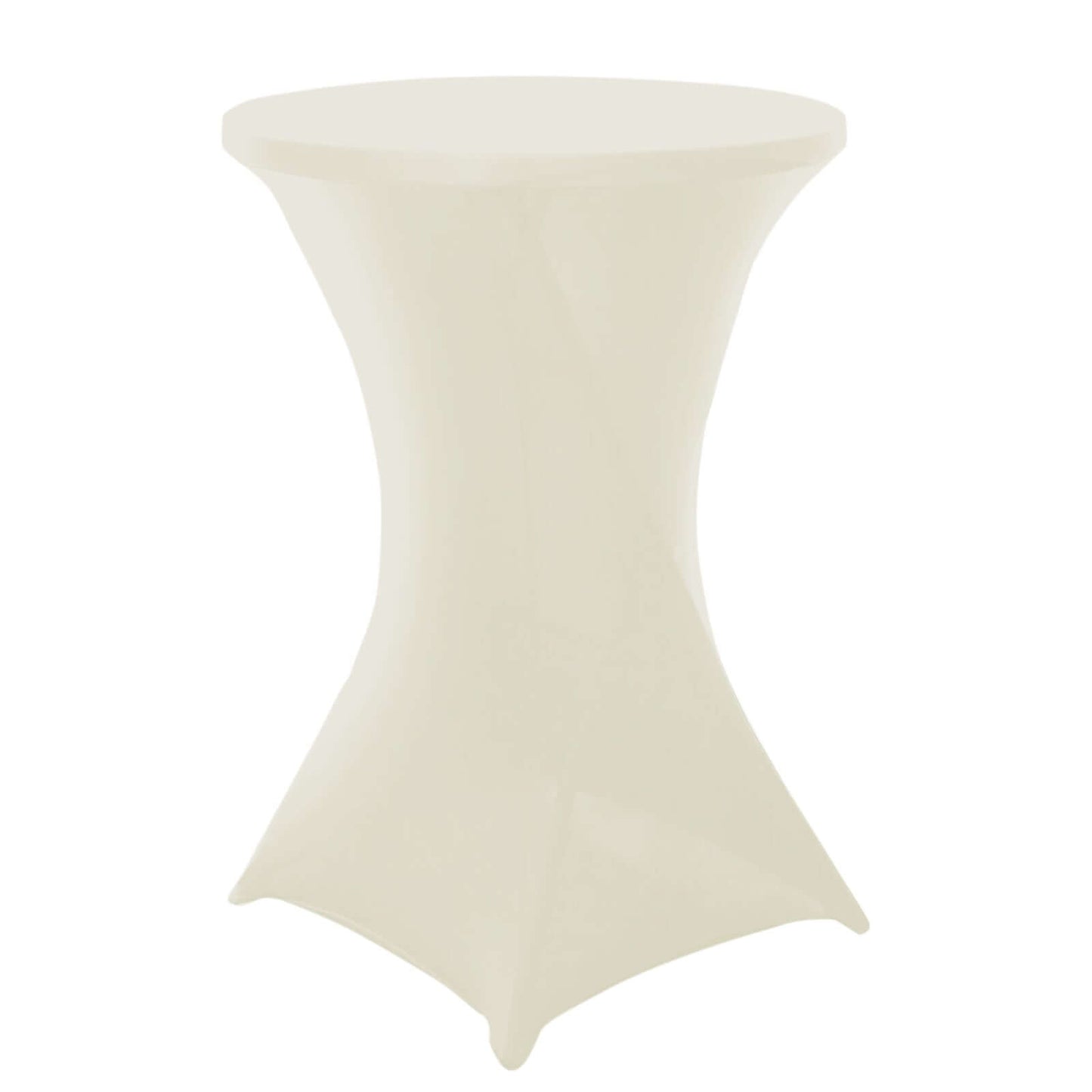 Spandex 30" Round Cocktail Table Cover Ivory - Easy to Maintain Stretch Fitted Highboy Tablecloth - Linen Luxes