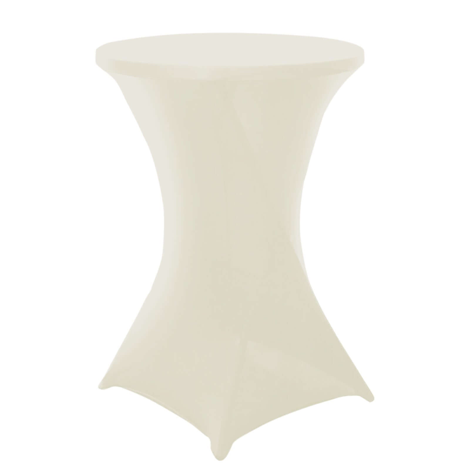 Spandex 30" Round Cocktail Table Cover Ivory - Easy to Maintain Stretch Fitted Highboy Tablecloth - Linen Luxes