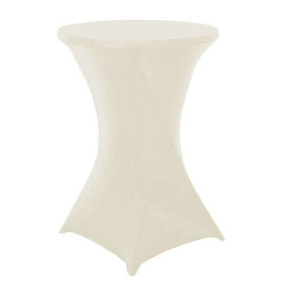 Spandex 30" Round Cocktail Table Cover Ivory - Easy to Maintain Stretch Fitted Highboy Tablecloth - Linen Luxes
