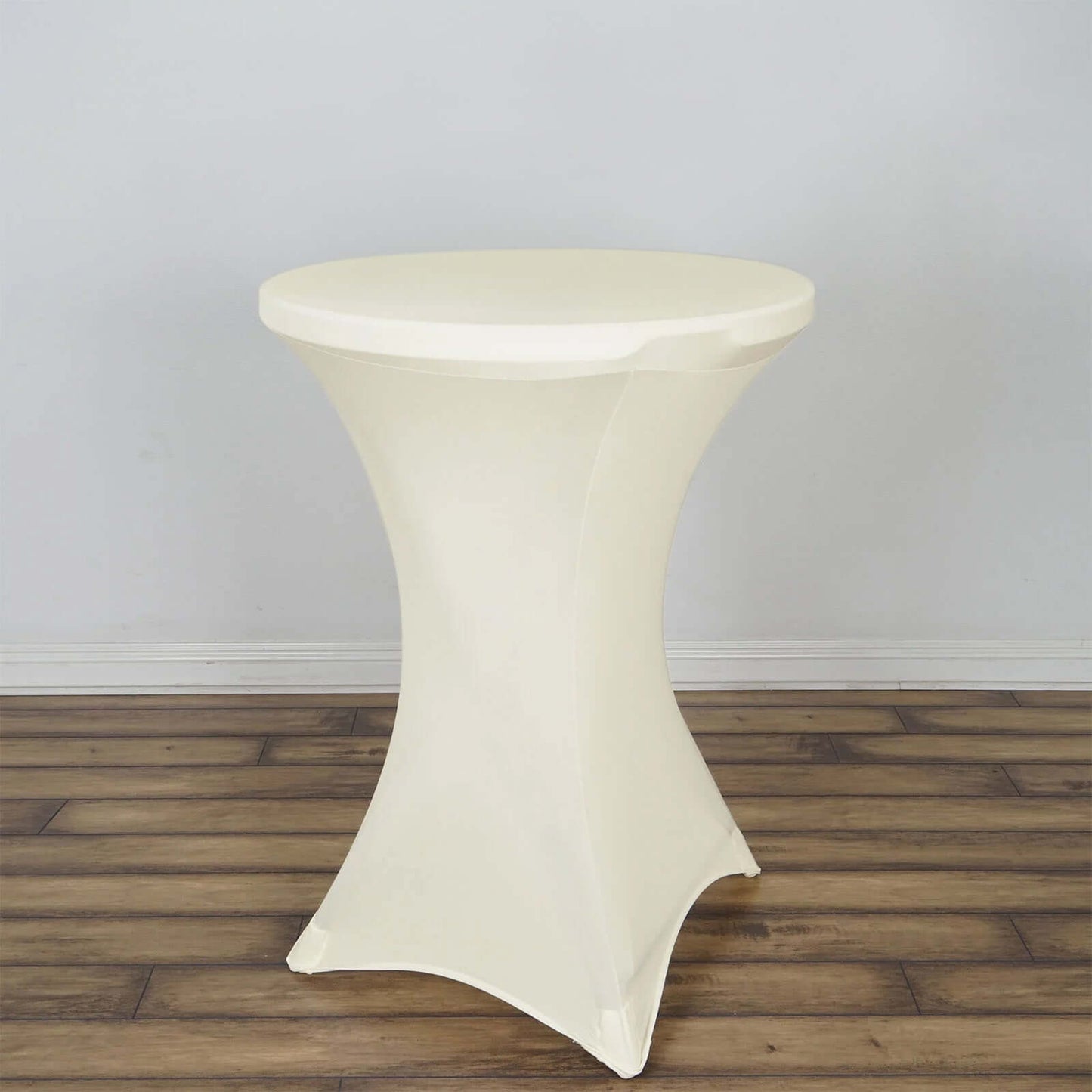 Spandex 30" Round Cocktail Table Cover Ivory - Easy to Maintain Stretch Fitted Highboy Tablecloth - Linen Luxes