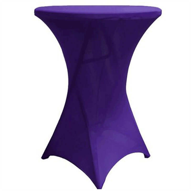 Spandex 30" Round Cocktail Table Cover Purple - Easy to Maintain Stretch Fitted Highboy Tablecloth - Linen Luxes