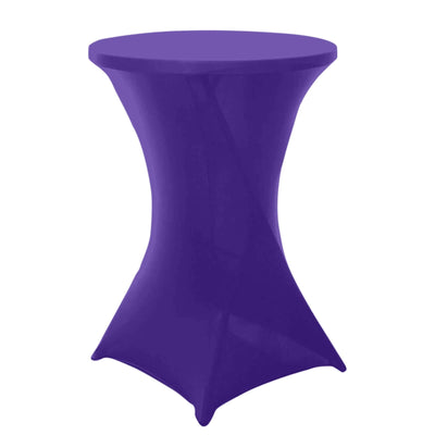 Spandex 30" Round Cocktail Table Cover Purple - Easy to Maintain Stretch Fitted Highboy Tablecloth - Linen Luxes