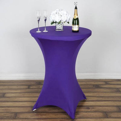Spandex 30" Round Cocktail Table Cover Purple - Easy to Maintain Stretch Fitted Highboy Tablecloth - Linen Luxes