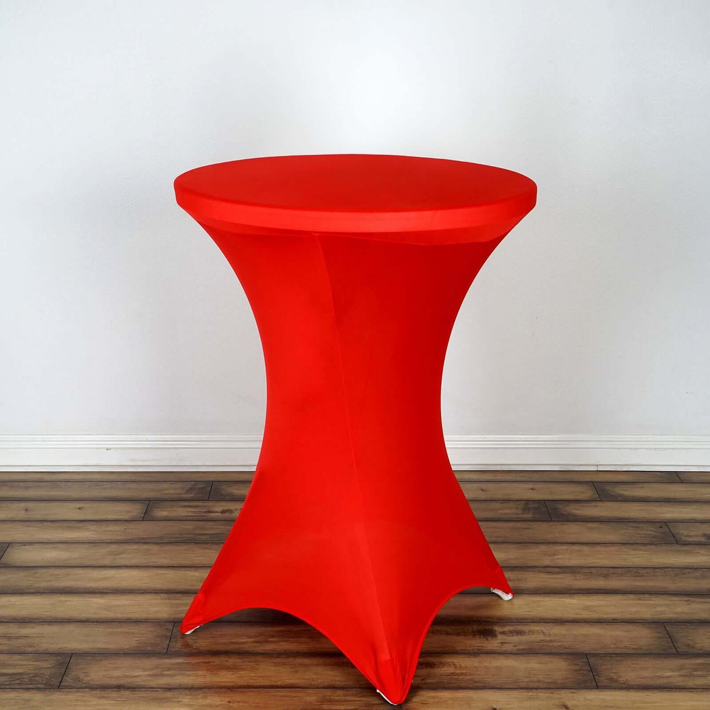 Spandex 30" Round Cocktail Table Cover Red - Easy to Maintain Stretch Fitted Highboy Tablecloth - Linen Luxes