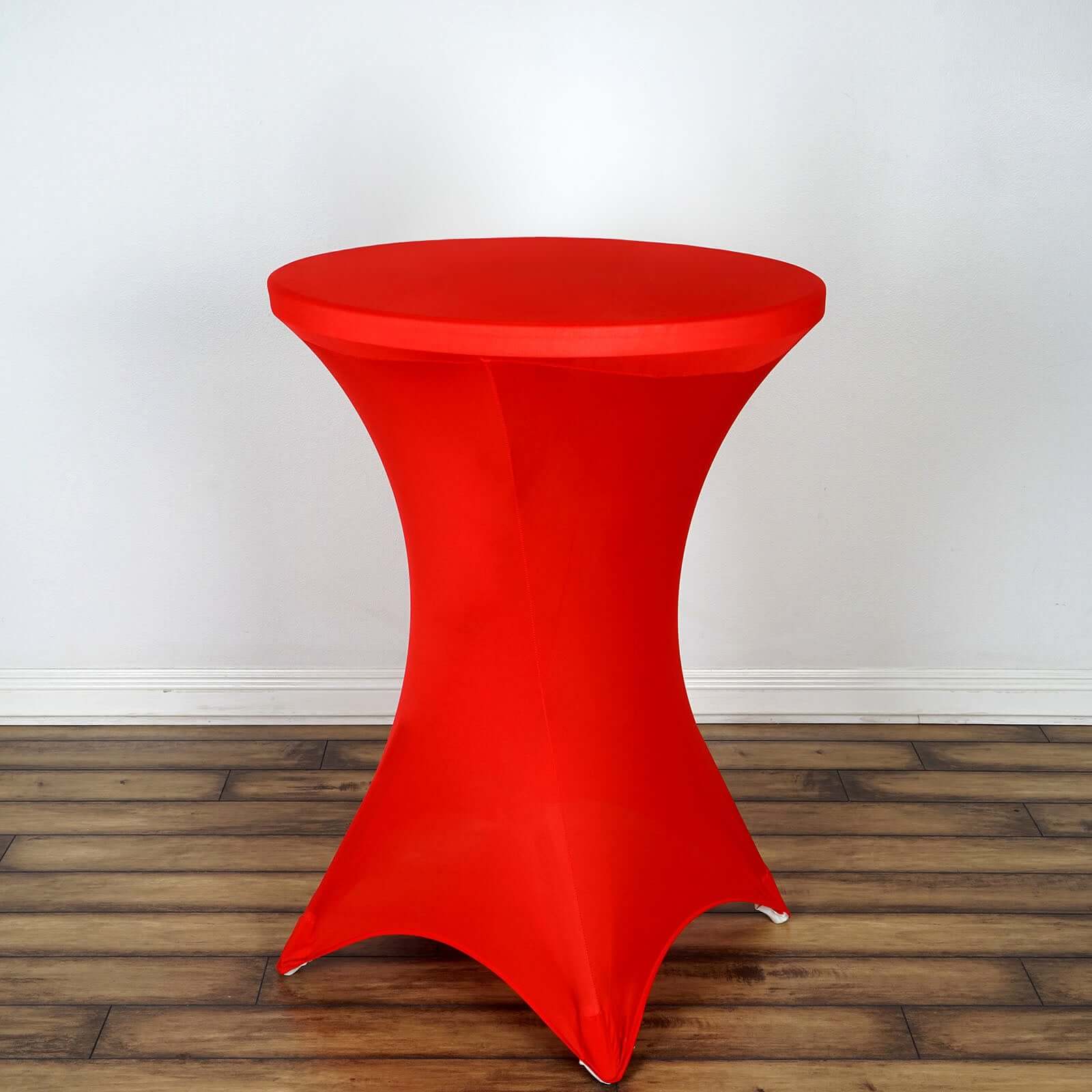 Spandex 30" Round Cocktail Table Cover Red - Easy to Maintain Stretch Fitted Highboy Tablecloth - Linen Luxes