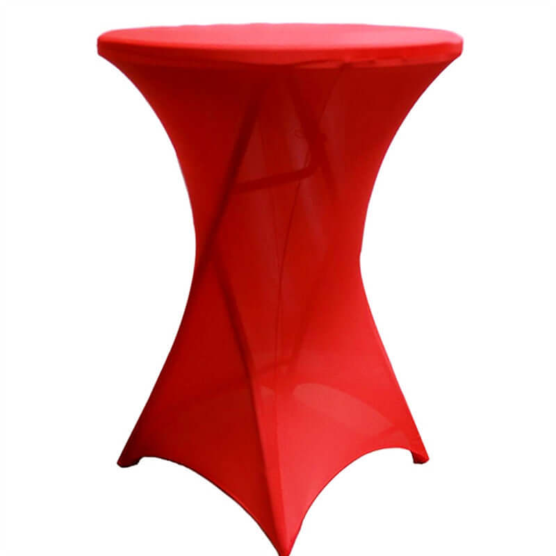 Spandex 30" Round Cocktail Table Cover Red - Easy to Maintain Stretch Fitted Highboy Tablecloth - Linen Luxes