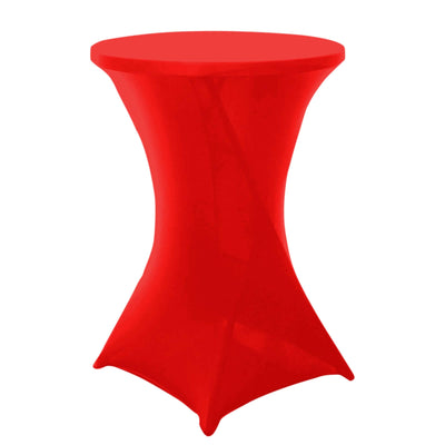 Spandex 30" Round Cocktail Table Cover Red - Easy to Maintain Stretch Fitted Highboy Tablecloth - Linen Luxes