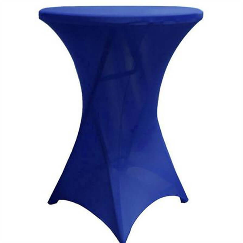 Spandex 30" Round Cocktail Table Cover Royal Blue - Easy to Maintain Stretch Fitted Highboy Tablecloth - Linen Luxes