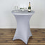 Spandex 30" Round Cocktail Table Cover Silver - Easy to Maintain Stretch Fitted Highboy Tablecloth - Linen Luxes