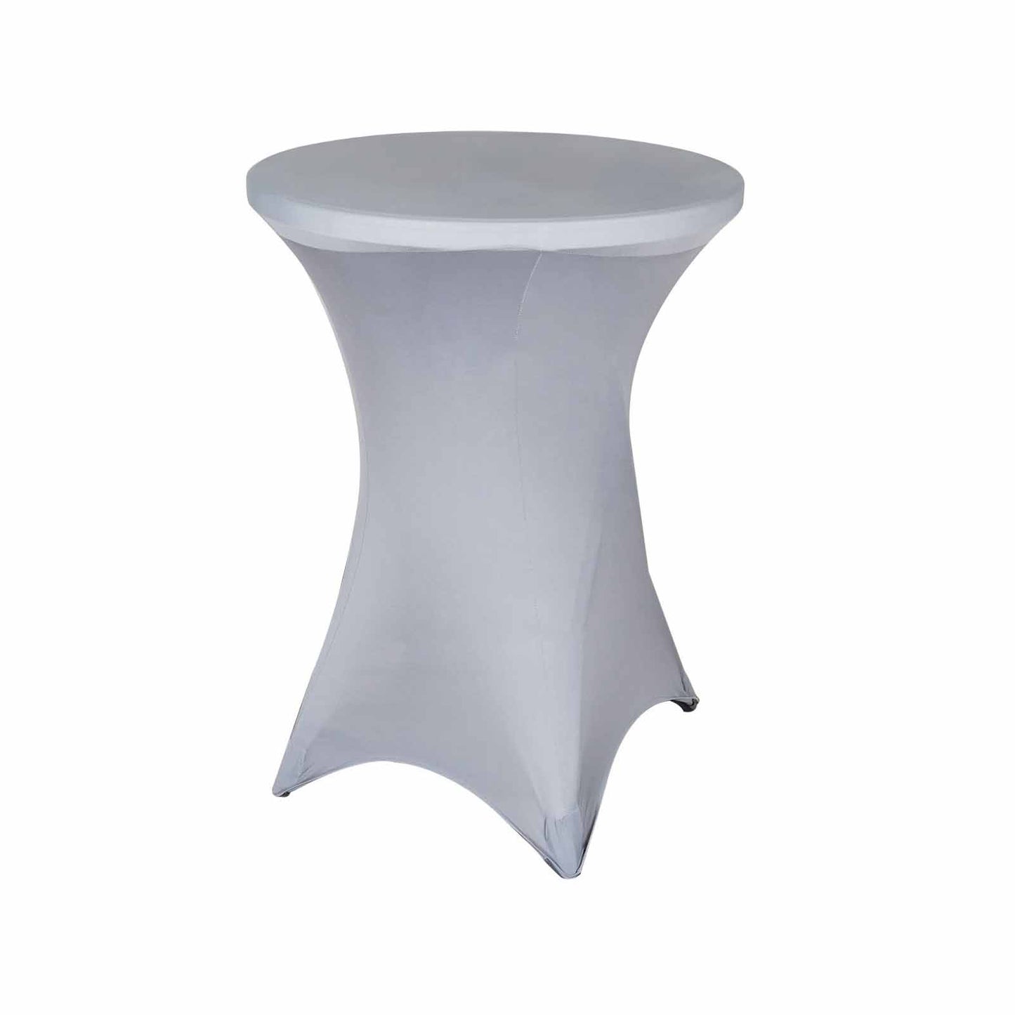 Spandex 30" Round Cocktail Table Cover Silver - Easy to Maintain Stretch Fitted Highboy Tablecloth - Linen Luxes