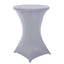 Spandex 30" Round Cocktail Table Cover Silver - Easy to Maintain Stretch Fitted Highboy Tablecloth - Linen Luxes