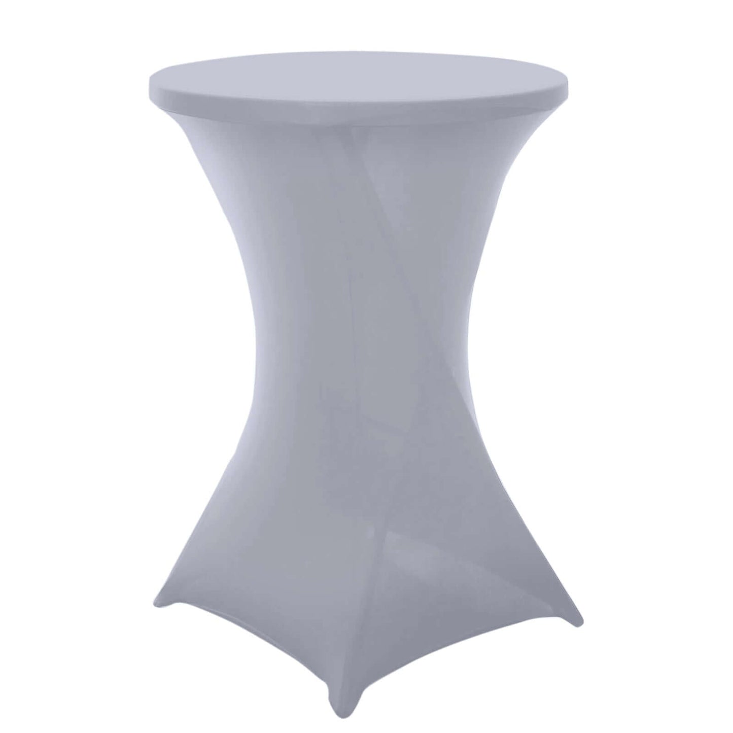 Spandex 30" Round Cocktail Table Cover Silver - Easy to Maintain Stretch Fitted Highboy Tablecloth - Linen Luxes