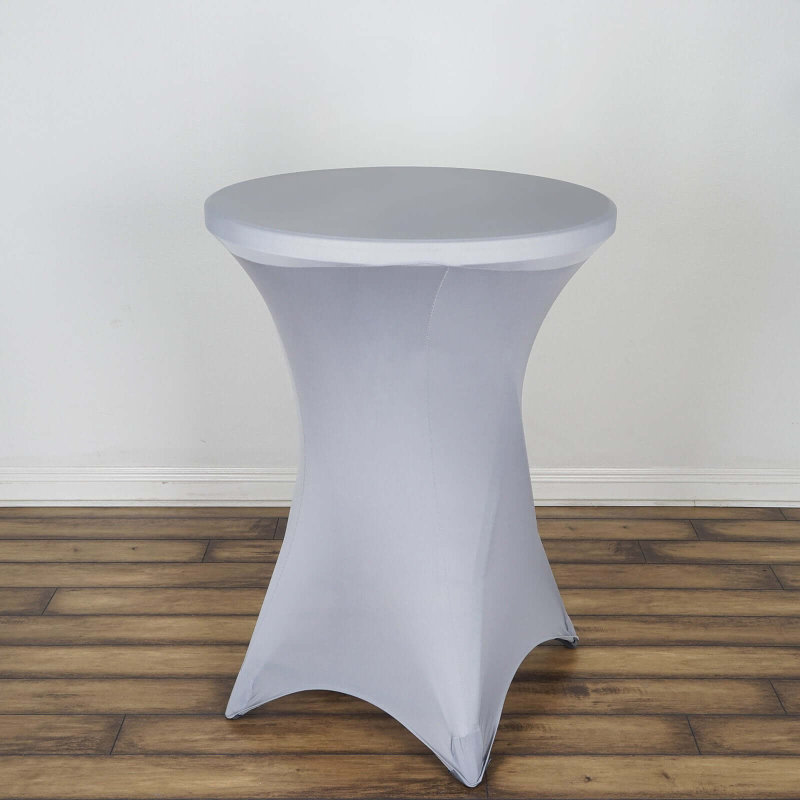 Spandex 30" Round Cocktail Table Cover White - Easy to Maintain Stretch Fitted Highboy Tablecloth for Stylish Events - Linen Luxes