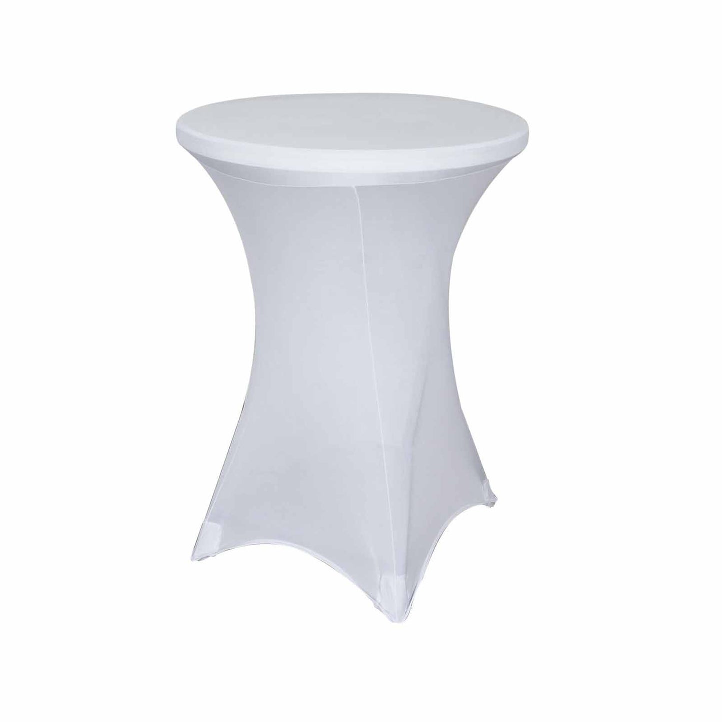 Spandex 30" Round Cocktail Table Cover White - Easy to Maintain Stretch Fitted Highboy Tablecloth for Stylish Events - Linen Luxes