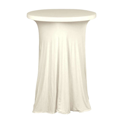 Spandex 30" Round Cocktail Table Cover Skirt Ivory With Natural Wavy Drapes