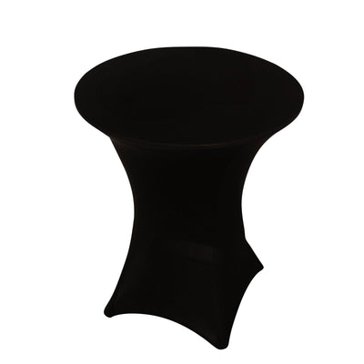 Spandex 36" Round Cocktail Table Cover Black - Easy to Maintain Stretch Fitted Highboy Tablecloth