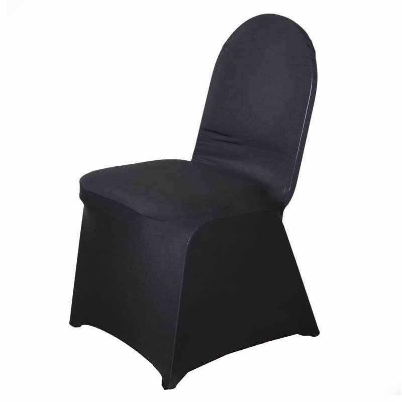 Spandex Chair Cover for Banquet Chairs Black - Stylish Stretch 160GSM Fabric with Slip - On Slipcover for Sophisticated Gatherings - Linen Luxes