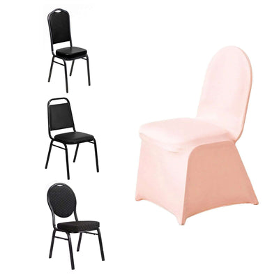 Spandex Chair Cover for Banquet Chairs Blush - Stretch 160GSM Fabric with Slip - On Slipcover - Linen Luxes