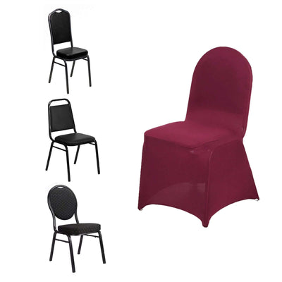 Spandex Chair Cover for Banquet Chairs Burgundy - Stretch 160GSM Fabric with Slip - On Slipcover - Linen Luxes