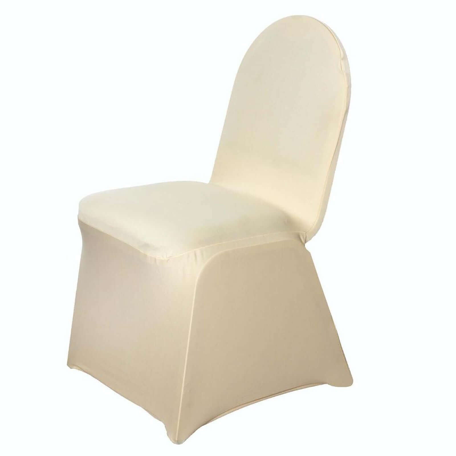 Spandex Chair Cover for Banquet Chairs Champagne - Stretch 160GSM Fabric with Slip - On Slipcover - Linen Luxes