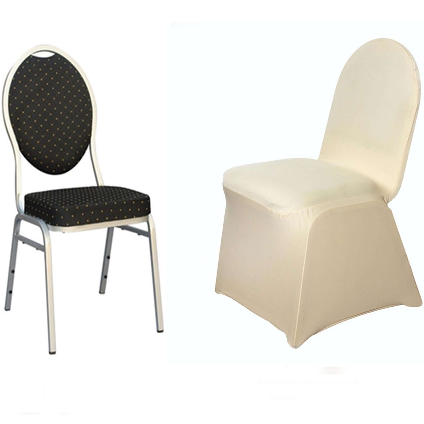 Spandex Chair Cover for Banquet Chairs Champagne - Stretch 160GSM Fabric with Slip - On Slipcover - Linen Luxes