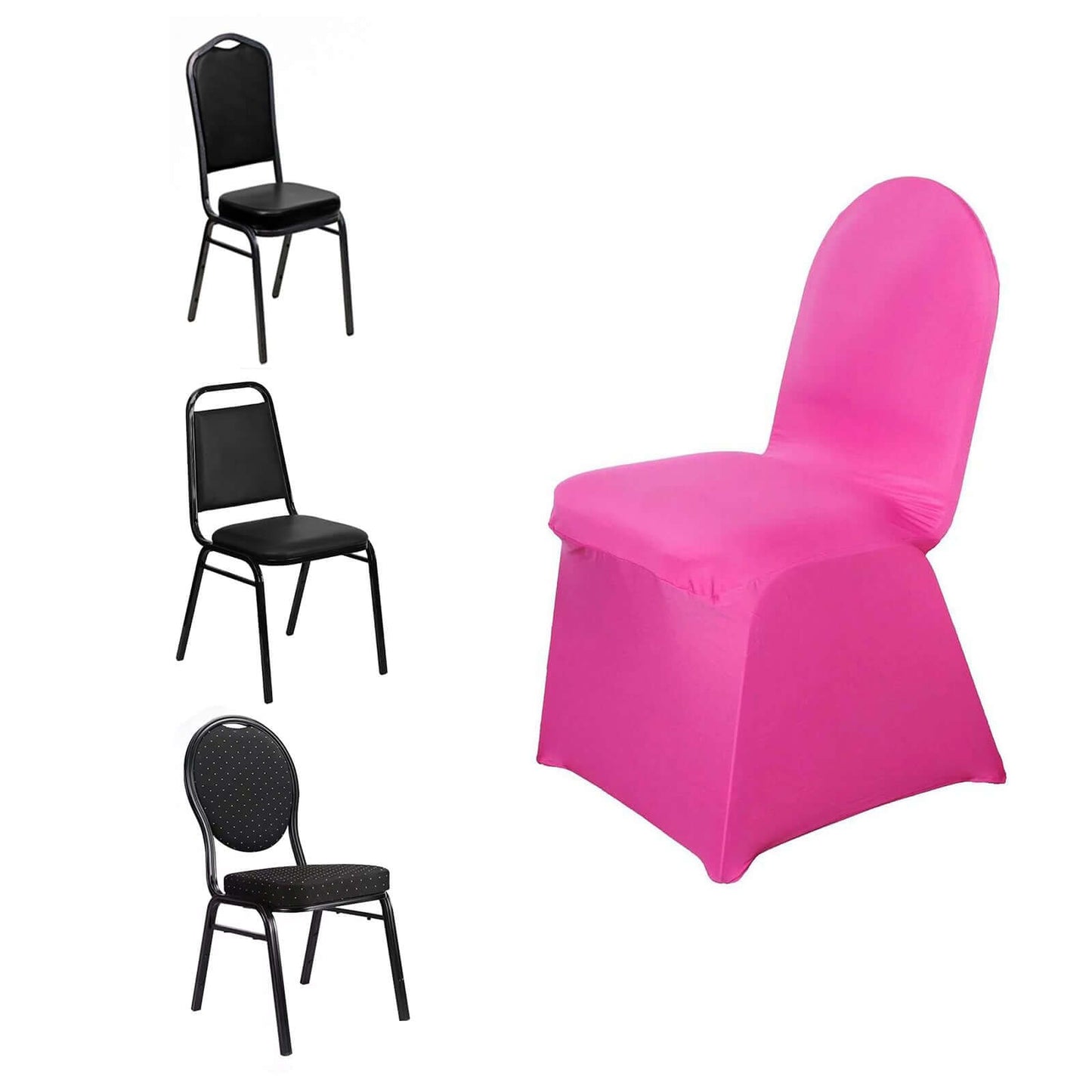 Spandex Chair Cover for Banquet Chairs Fuchsia - Stretch 160GSM Fabric with Slip - On Slipcover - Linen Luxes