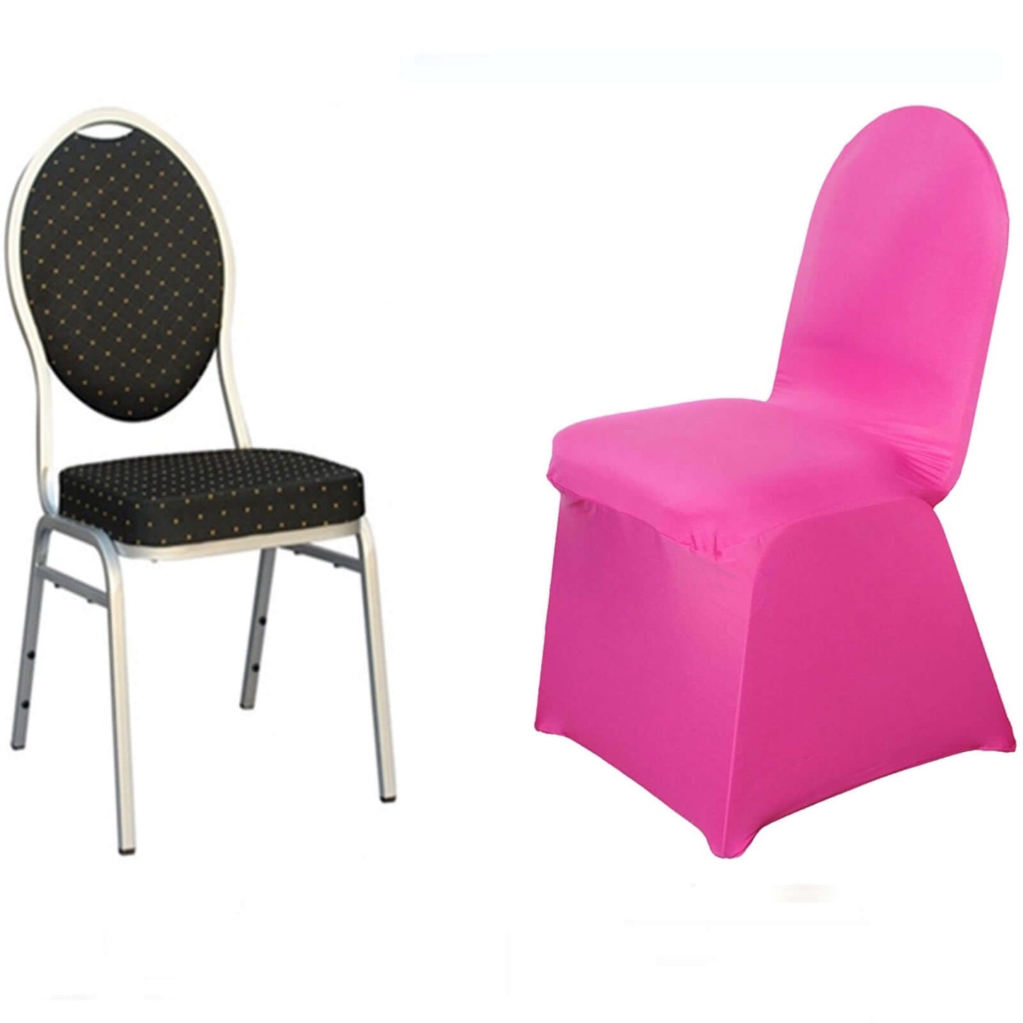 Spandex Chair Cover for Banquet Chairs Fuchsia - Stretch 160GSM Fabric with Slip - On Slipcover - Linen Luxes
