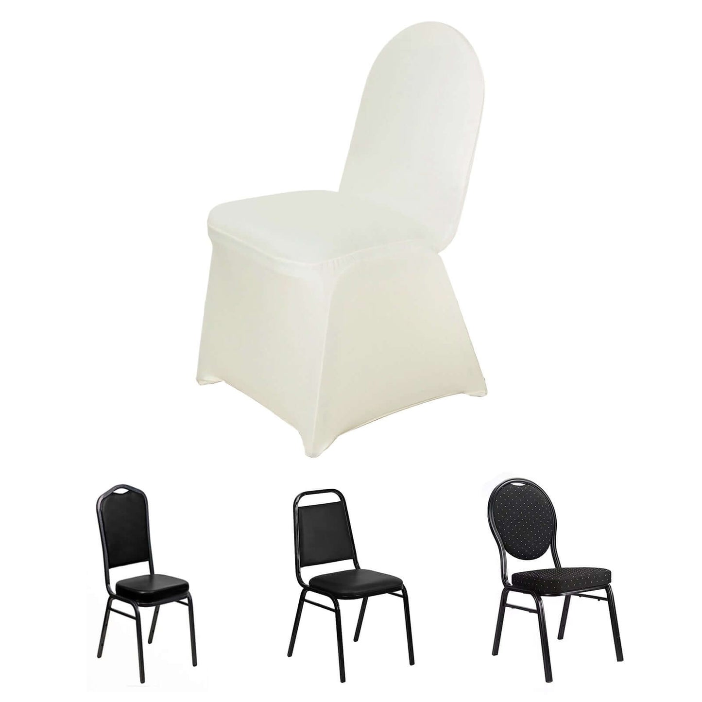 Spandex Chair Cover for Banquet Chairs Ivory - Stretch 160GSM Fabric with Slip - On Slipcover - Linen Luxes