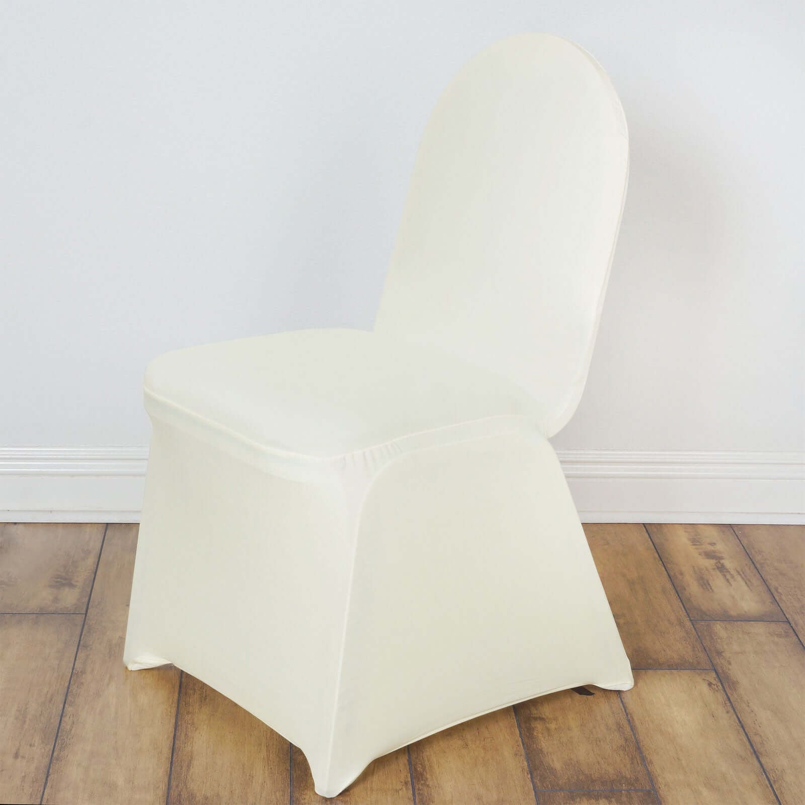 Spandex Chair Cover for Banquet Chairs Ivory - Stretch 160GSM Fabric with Slip - On Slipcover - Linen Luxes
