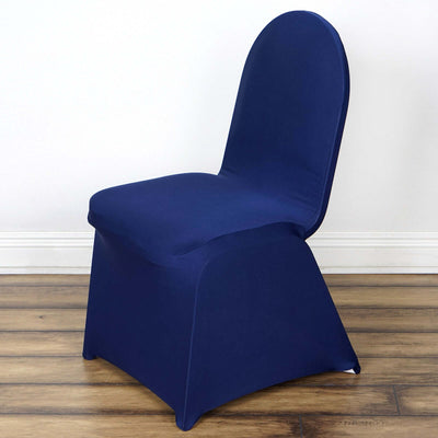 Spandex Chair Cover for Banquet Chairs Navy Blue - Stretch 160GSM Fabric with Slip - On Slipcover - Linen Luxes