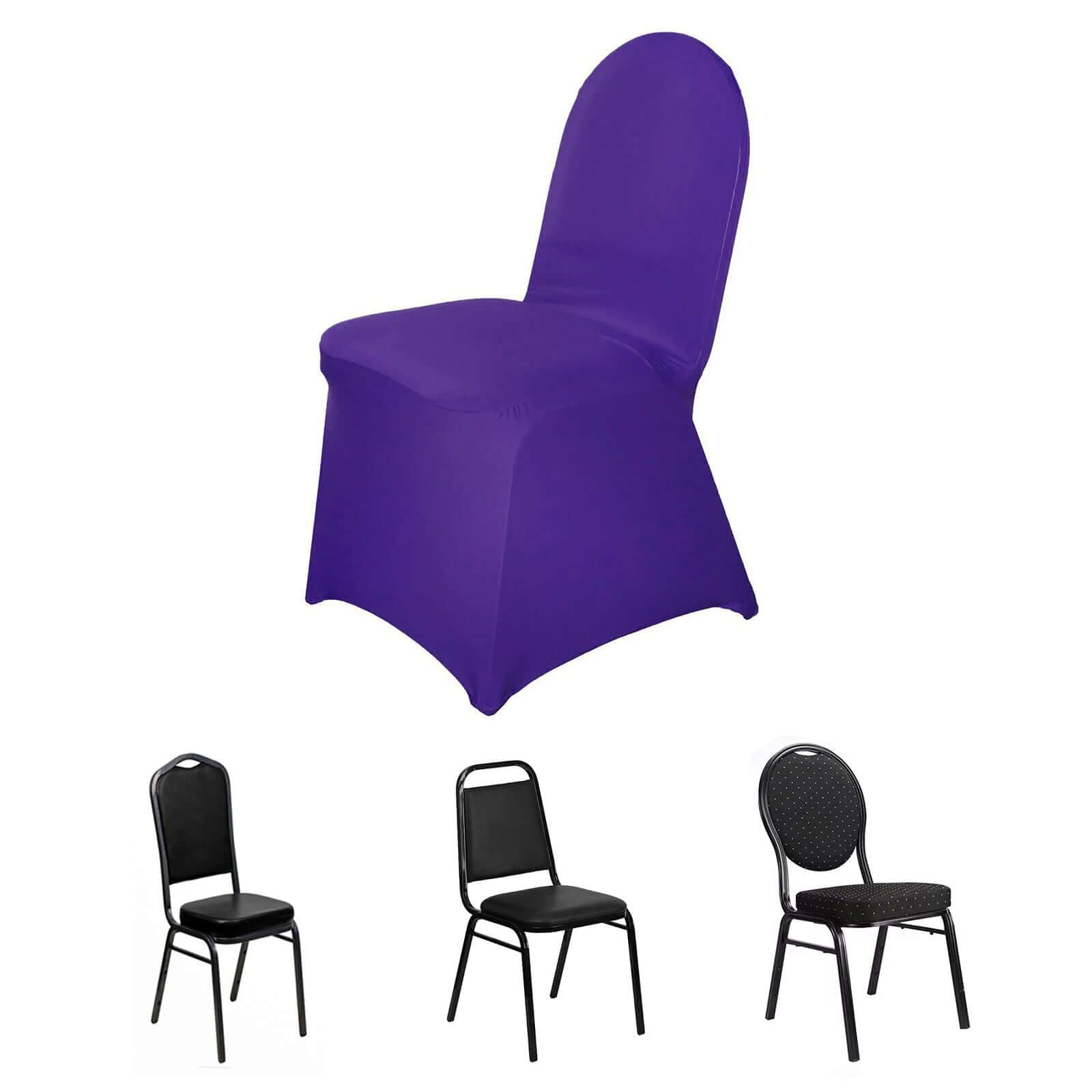 Spandex Chair Cover for Banquet Chairs Purple - Stretch 160GSM Fabric with Slip - On Slipcover - Linen Luxes