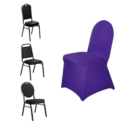 Spandex Chair Cover for Banquet Chairs Purple - Stretch 160GSM Fabric with Slip - On Slipcover - Linen Luxes