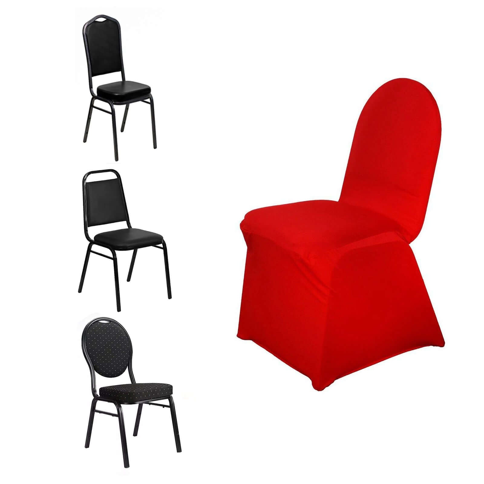 Spandex Chair Cover for Banquet Chairs Red - Stretch 160GSM Fabric with Slip - On Slipcover - Linen Luxes