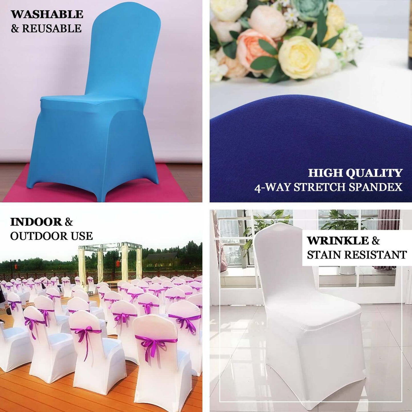 Spandex Chair Cover for Banquet Chairs White - Stylish Stretch 160GSM Fabric with Slip - On Slipcover for Sophisticated Gatherings - Linen Luxes
