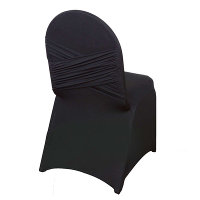 Spandex Chair Cover Madrid Style for Banquet Chairs Black - Stylish Stretch 180GSM Fitted Slipcover - Linen Luxes