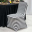 Spandex Chair Cover with Foot Pockets for Banquet Chairs Black/White Striped - Durable Stretch Fitted Slipcover for Weddings & Gatherings - Linen Luxes