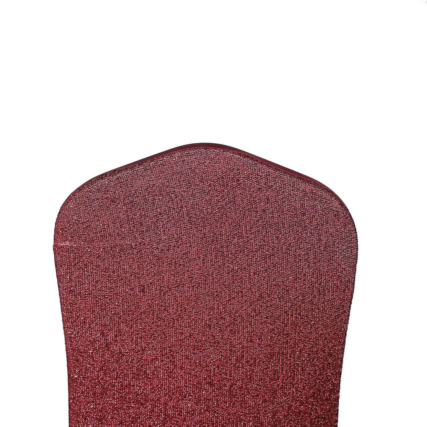 Spandex Chair Cover with Metallic Shimmer Tinsel Back for Banquet Chairs Burgundy - Fitted Slipcover - Linen Luxes