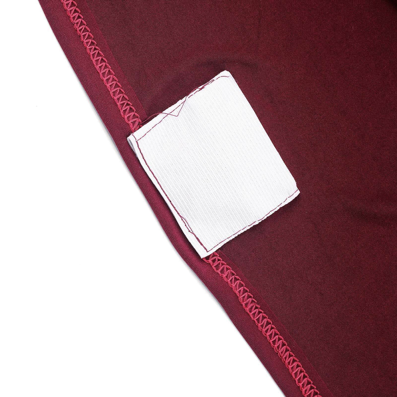 Spandex Chair Cover with Metallic Shimmer Tinsel Back for Banquet Chairs Burgundy - Fitted Slipcover - Linen Luxes