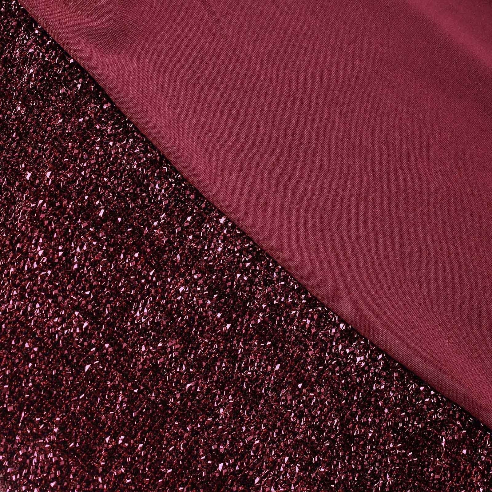 Spandex Chair Cover with Metallic Shimmer Tinsel Back for Banquet Chairs Burgundy - Fitted Slipcover - Linen Luxes