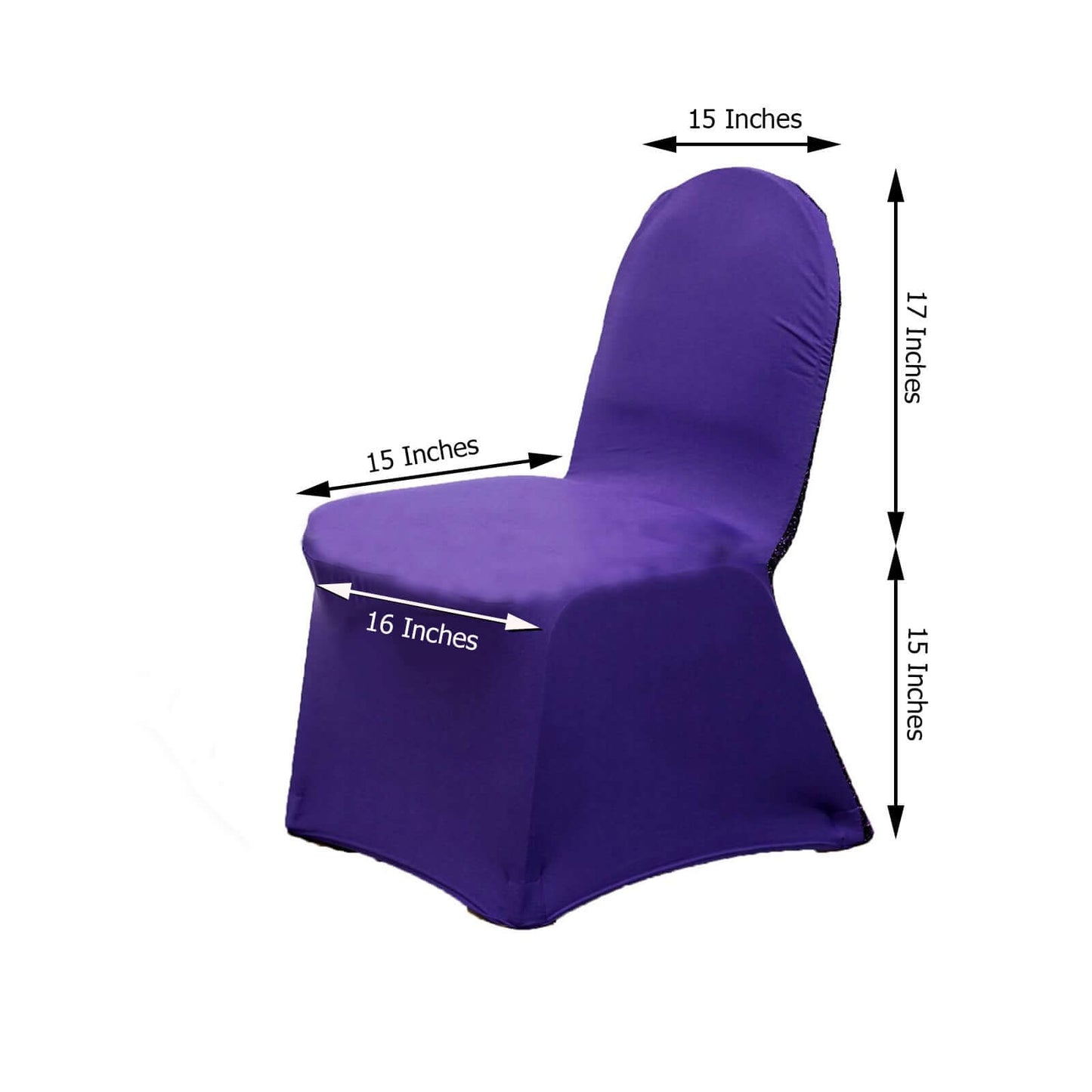 Spandex Chair Cover with Metallic Shimmer Tinsel Back for Banquet Chairs Purple - Fitted Slipcover - Linen Luxes