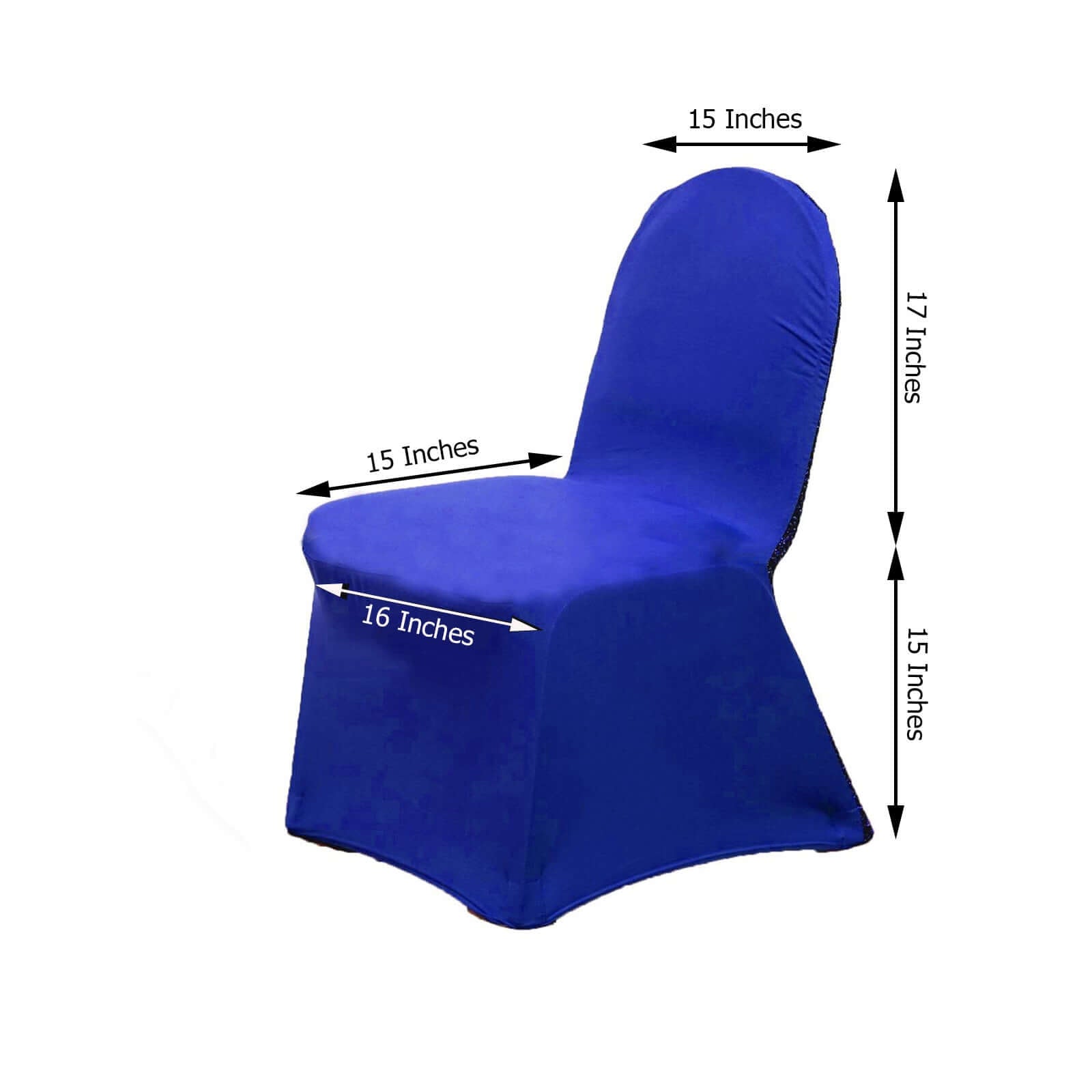 Spandex Chair Cover with Metallic Shimmer Tinsel Back for Banquet Chairs Royal Blue - Fitted Slipcover - Linen Luxes