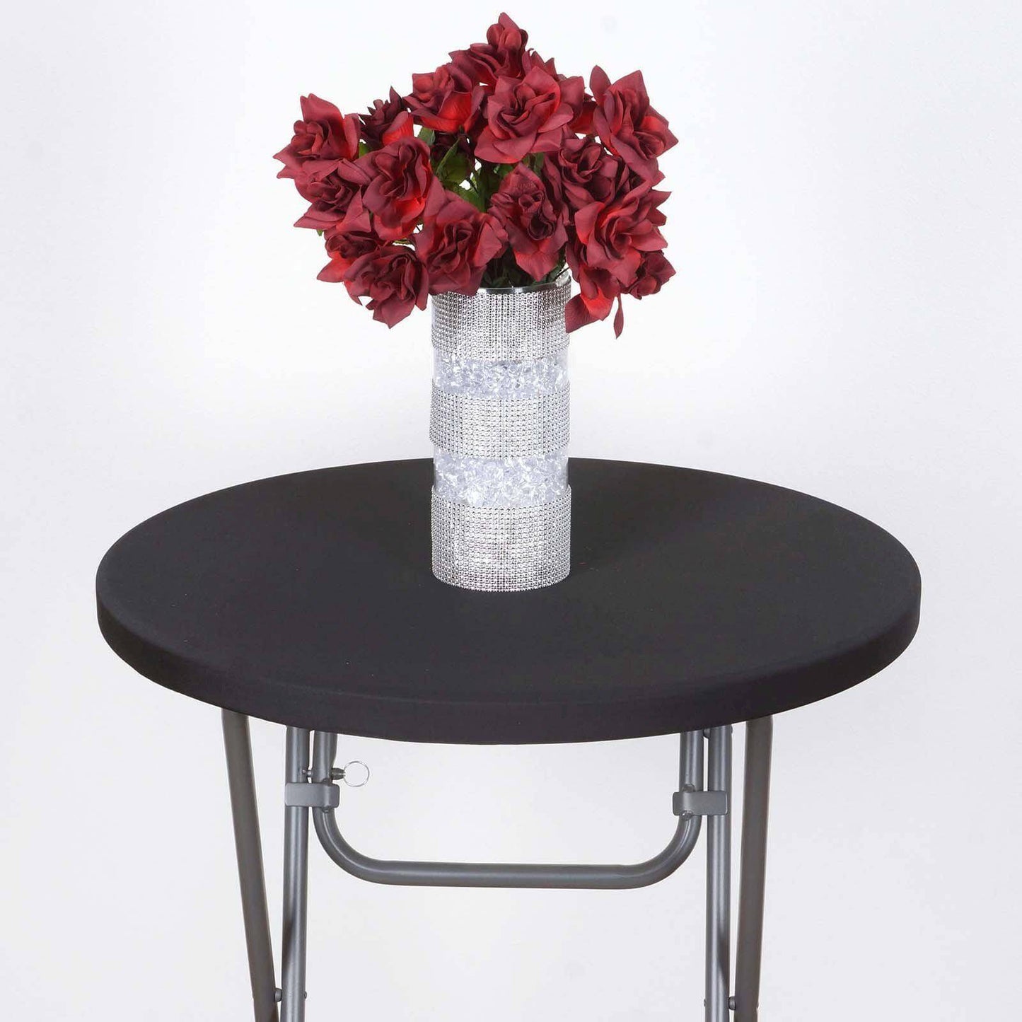 Spandex Table Top Cover Black Fitted Cocktail Topper - Wrinkle - Free Table Topper - Linen Luxes