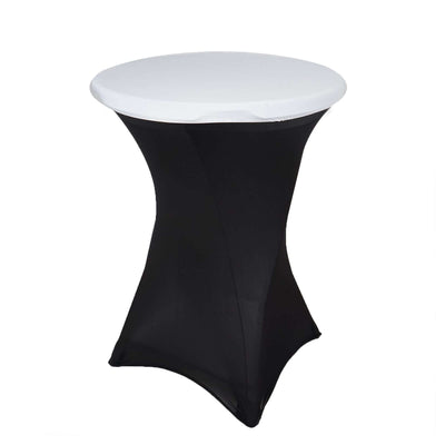 Spandex Table Top Cover White Fitted Cocktail Topper - Wrinkle - Free Event Decor - Linen Luxes